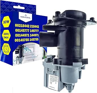 Drain Pump for Washing Machine with a Power of 30W with Original Code 00215442 215442 00145777 145777 for Bosch 00144971 144971 00145755 145755 for Siemens - Warranty 10 Years - MONTERAL