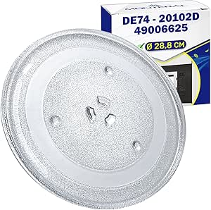 MONTERAL Plato Microondas Universal Ø 28,8 cm Tiene 3 Fijaciones Plato Giratorio Ø 288 mm con Código Original DE74-20102D para Samsung 49006625 para Candy