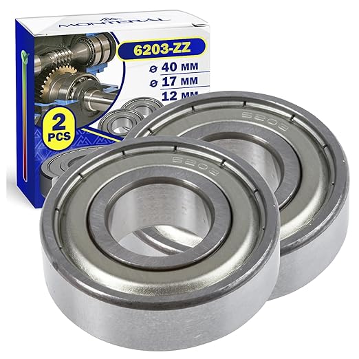 2 Pièces Roulement a Bille 6203ZZ pour le Moteur avec Taille 17x40x12 mm - MONTERAL