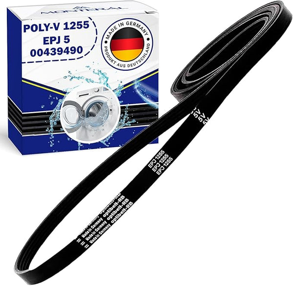 Washing Machine Belt Poly-V 1255 EPJ 5 with the Original Code 00678915 678915 00439490 439490 for Bosch for Siemens - MADE IN GERMANY - Warranty 10 Years – MONTERAL