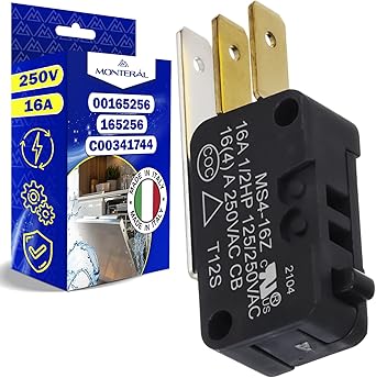 Sensorschalter für den Wasserstand im Spülmaschine 250V 16A mit dem Originalcode 00165256 165256 für Bosch für Siemens C00341744 für Indesit - MADE IN ITALY - Garantie 10 Jahre - MONTERAL