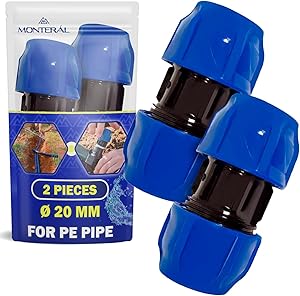2 Pieces Sleeve Ø 20 mm Adapter Made of Polypropylene PP for Connecting Polyethylene PE Pipes - MONTERAL