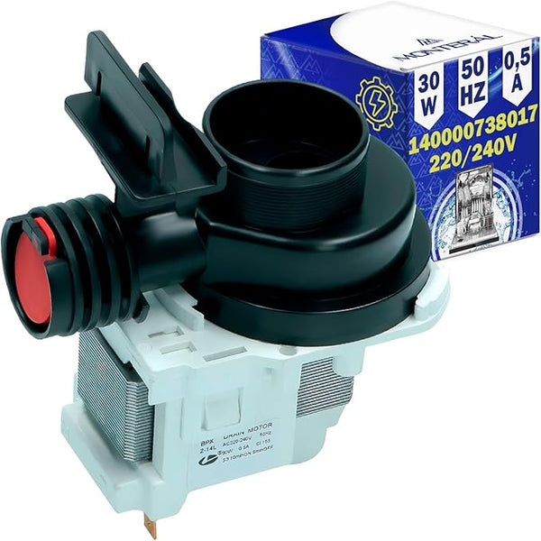 Drain Pump for Washing Machine with a Power of 30W with Original Code 140000738017 for Electrolux for AEG for Juno for Zanker for Zanussi - Warranty 10 Years - MONTERAL