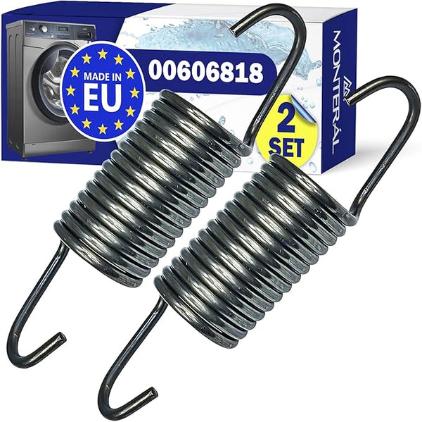 Set 2 Pieces Drum Springs for Washing Machine with Original Code 00606818 606818 for Bosch for Siemens Maxx Classixx VarioPerfect Avantixx iQ100 iQ300 iQ390 - MADE IN EU - Warranty 10 Years - MONTERAL