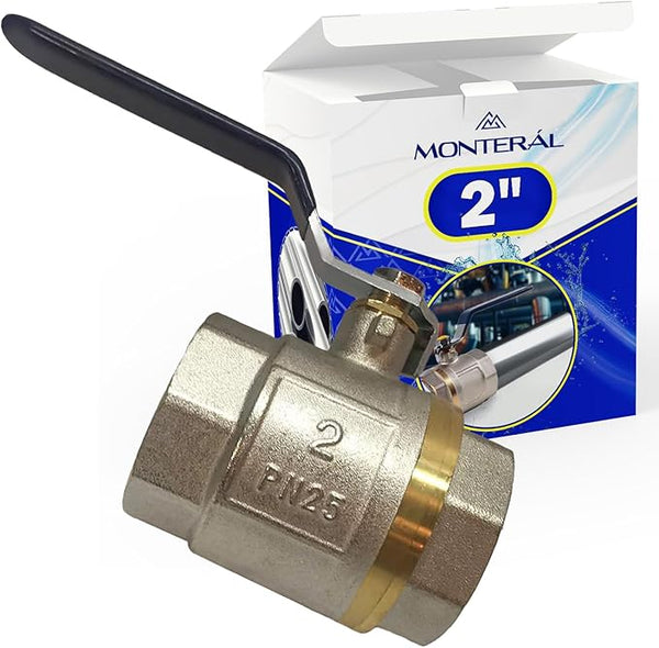 Kugelhahn mit Innengewinde auf Beiden Seiten 2" aus Messing mit PTFE Dichtungen - Garantie 10 Jahre - MONTERAL