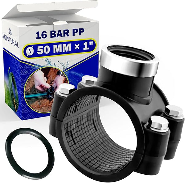 Collar with Threaded Shunt Ø 50 mm x 1" Made from PP for Polyethylene Pipes Maximum Pressure 16 Bar – MONTERAL