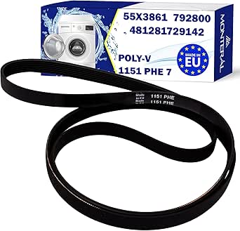 Washing Machine Belt Poly-V 1151 PHE 7 with the Original Code 55x3861 for Brandt 481281729142 for Whirlpool 792800 for Gorenje - MADE IN EU - Warranty 10 Years – MONTERAL