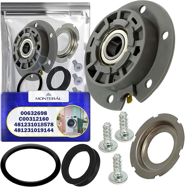 Set of Washing Machine Drum Bearings with Original Code 632698 00632698 for Bosch 483064 for Gorenje C00312160 for Indesit 481231018578 481231019144 for Whirlpool - Warranty 10 Years - MONTERAL