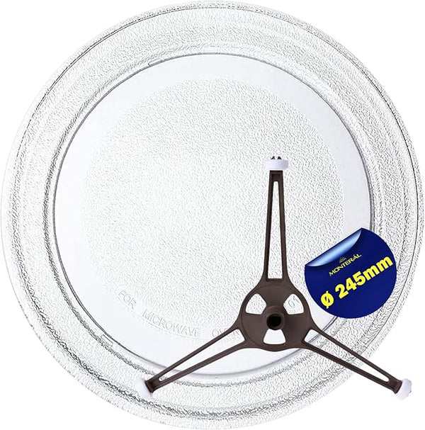 Plato Microondas Universal Ø 24,5 cm con Soporte Plato Microondas Apto para LG Plato Giratorio de 245 mm - Monteral
